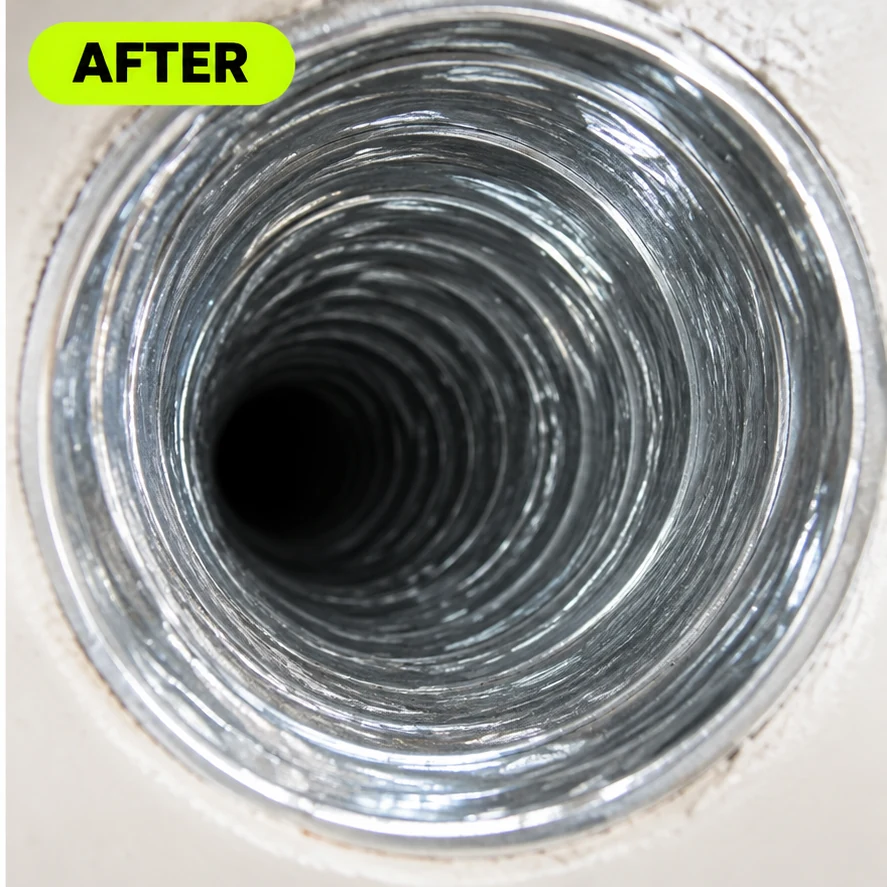 Clear residential dryer vent after professional lint removal by Vortex Airworks